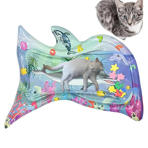 ORTUH Sensor Water Playmat, Baby Bauch-Zeit Wassermatte Verdickte Wasserspielmatte Katze Water Sensory Play Mat Cat Sensorische Wasser Spielmatte Wasser-Sensor-Spielmatte Für Katzen von ORTUH