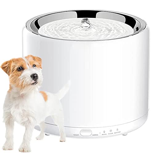 Katze Hund Edelstahl Wasserbrunnen Ultra Leise Haustier Wasserbrunnen Automatischer Wasserspender mit Burnout Prevention Pumpe Smart LED-Licht Dual Arbeitsmodi von ORYCWJ