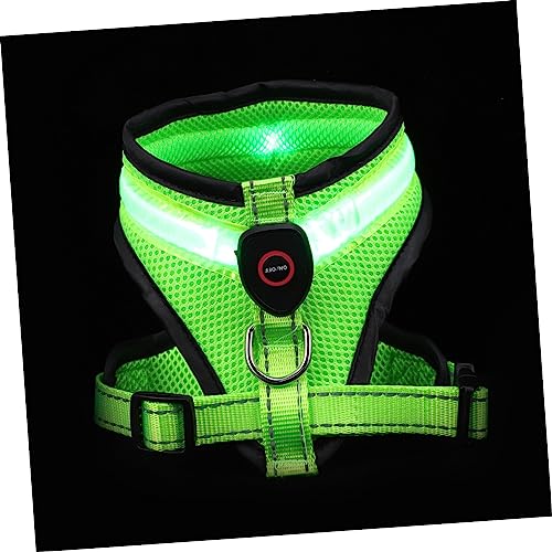 LED Hundeweste Kabelbaum No- Pull- Haustier- Weste- Kabelbaum mit Verstellbarer Handfreier Hundeleine Beleuchtet Reflektierende Glühende Hundweste für Kleine Mittelgro?e Hunde (Grün von OSALADI