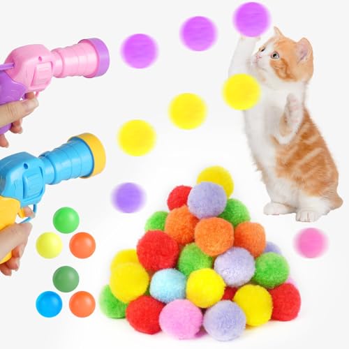 OSDUE Katzenspielzeug Bälle, 100 Interaktives Katzenspielzeug Ball Pistole, Katzen Spielzeug für Katzen, Katzenspielzeug-Werfer Cat Toy, zum Selbstspielen, Katzenspielzeug für den von OSDUE