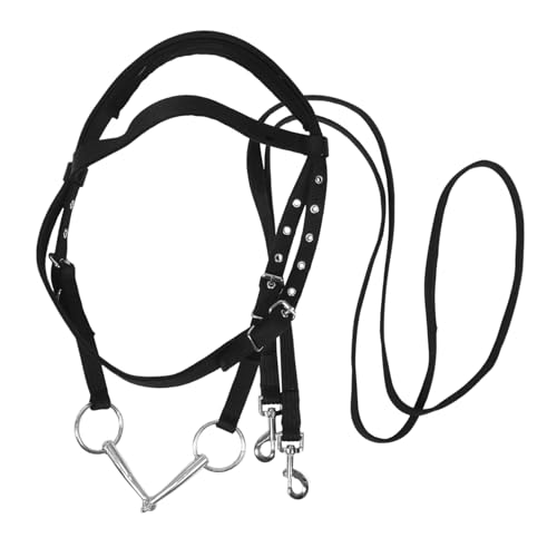 OSOLADY Zaumzeugseil Pferdehalfter Zügelloses Zaumzeug Pferdekontrollseil Ponyhalfter Halfter für kleine Pferde Pferdegeschirr Western Englische Zäume für Pferde Zugseilhalfter Nylon Black von OSOLADY