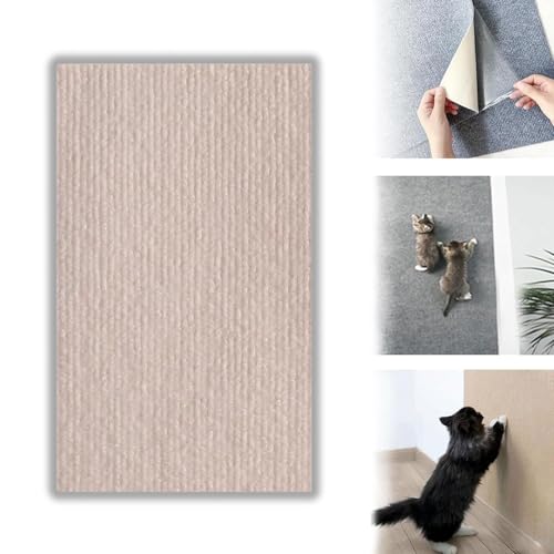 Pawmingle Cat Scratching Carpet, Sticky Cat Scratch Wall Mat, Cat Scratching Mat Self Adhesive, Wall Climbing Cat Scratcher Couch Corner Furniture Protectors (Beige,L) von OSTRI