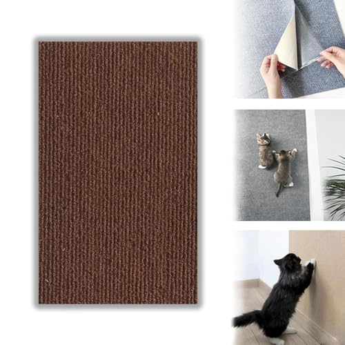 Pawmingle Cat Scratching Carpet, Sticky Cat Scratch Wall Mat, Cat Scratching Mat Self Adhesive, Wall Climbing Cat Scratcher Couch Corner Furniture Protectors (Brown,L) von OSTRI