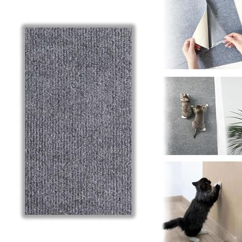 Pawmingle Cat Scratching Carpet, Sticky Cat Scratch Wall Mat, Cat Scratching Mat Self Adhesive, Wall Climbing Cat Scratcher Couch Corner Furniture Protectors (Light-Gray,L) von OSTRI