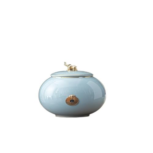 OTIAN Ceramic Memorial Urn, Urn for Pet Ashes, Funeral Urn Waterproof, Pet Dog Cat Memorial Cremation Funeral Urn for Ashes Storage Coffins, Urn for Human Ashes (Large,Blue) von OTIAN