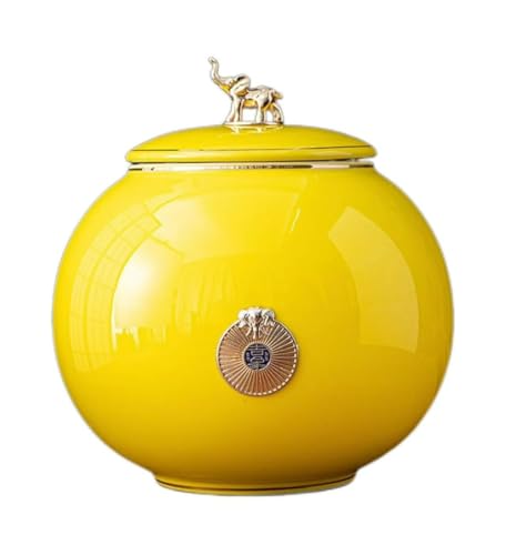 OTIAN Ceramic Memorial Urn, Urn for Pet Ashes, Funeral Urn Waterproof, Pet Dog Cat Memorial Cremation Funeral Urn for Ashes Storage Coffins, Urn for Human Ashes (Large,Yellow) von OTIAN