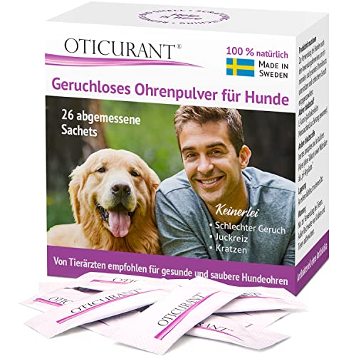 OTICURANT Ohrenpflege Ohrreiniger für Hund & Welpe Pulver geruchlos - 26 Beutel Ohrenschmalz Entferner gegen Juckreiz, Kratzen, Geruch Ohrenentzündung von OTICURANT