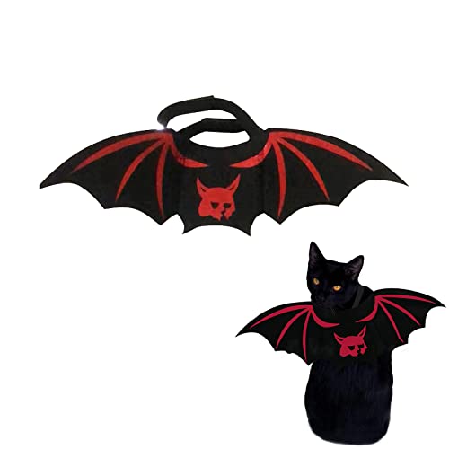 Halloween-Haustier-Fledermausflügel, 1 x Hunde-Katzen-Fledermausflügel, Kostüm, Party-Dekoration, schwarzes Hundehalsband, Fledermausflügel für kleine Hunde und Katzen, Cosplay-Fledermaus-Kostüm von OTKARXUS