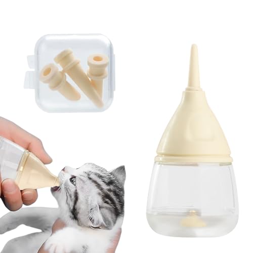 Haustier-Futterflaschen-Set, 1 Stück, 120 ml, Welpen-Stillflasche mit Ersatznippel und Reinigungsbürste, Milchflasche für Hunde und Katzen, für Kätzchen, Welpen, kleine Haustiere, 40 ml, Gelb von OTKARXUS