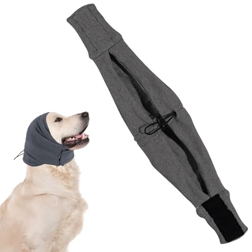 Hunde-Ohrenschützer, 1 x Gehörschutz für Hunde, Lärmschutz, Hals- und Ohrenwärmer, Hunde-Kapuzenpullover für Angst, Feuerwerk, Linderung von Angst, Feuerwerk, beruhigend (Dunkelgrau, L) von OTKARXUS