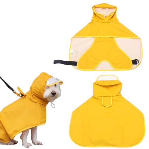 Hunde Regenmantel, 1PC wasserdichtes Kapuzenhund Regenmantelweste mit Kabelbaumloch, Verstellbarer Hunde Regenmantel für kleine mittlere und große Hunde (3XL) von OTKARXUS