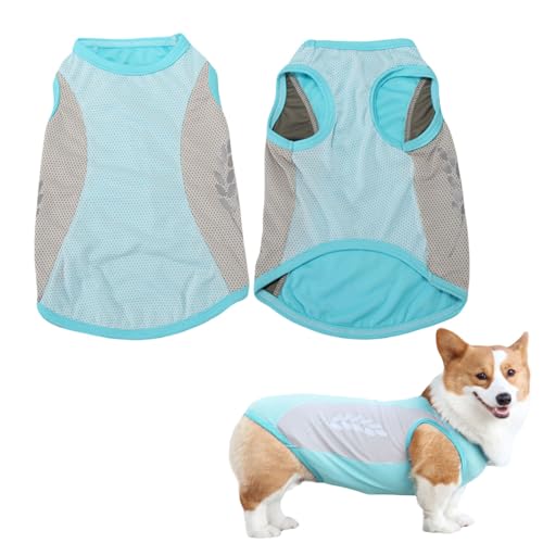 Hunde Kühlweste,1 Stück Atmungsaktives Mesh Hundejacke mit Reflektierenden Streifen,Elastisches Sonnenfestes Hunde Eiskühlende T-Shirt für kleine mittel große Hunde Outdoor-Aktivitäten von OTKARXUS