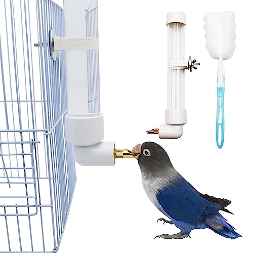 Vogel Wasserspender,1 Stück Automatischer Papageien Wasserspender mit Reinigungsbürste,Vogelkäfig Zubehör Vogel Trinkflasche Schüssel für Papageien, Wellensittiche, Nymphensittiche, Sittiche,130 ml von OTKARXUS