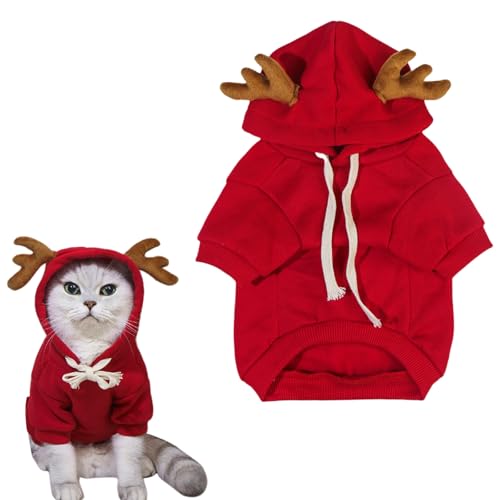 Weihnachtliches Hundekostüm, 1 x Weihnachtspullover mit Geweih, warme Winterkleidung, Welpenmantel, Haustierkostüm, Kleidung für Welpen, Kätzchen, Katzen, kleine, mittelgroße Hunde, Weihnachten (Größe von OTKARXUS