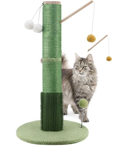 OTOB 76,2 cm hoher Katzenkratzbaum mit Selbstpfleger-Katzenbürste, Sisal-Kratzbäume mit abnehmbarem Katzen-Teaser, Kätzchen-Krallenkratzbaum 4 baumelnde Spielzeugbälle, Katzenkratzbaum für von OTOB