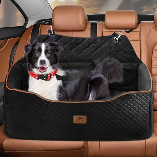 OTOB Hunde-Autositz für große und mittelgroße Hunde unter 25 kg, Memory-Schaum, Hundeerhöhung, Autositz für 2 kleine Hunde, Welpen, abnehmbarer und waschbarer erhöhter Haustier-Autositz mit dickem von OTOB