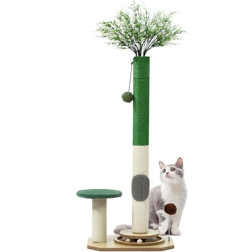 OTOB Katzenkratzbaum 101.6 cm Kratzbäume für Indoor Katzen Erwachsene und Kätzchen, Sisalseil Katzenkratzbaum, 6-in-1 Interaktiver Drehteller Katzenkratzbaum Baum mit Selbstpflegebürste Weiche Bälle von OTOB