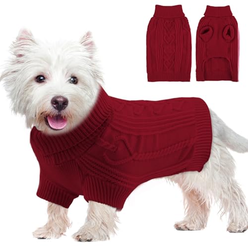 OTOB Kleiner Hundepullover, warmer Rollkragenpullover für kaltes Wetter, Urlaub, Weihnachten, Erntedankfest, Katze, Welpen, Strickwaren, weiches Haustier-Winter-Strick-Sweatshirt für Jungen, Mädchen, von OTOB