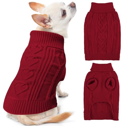 OTOB XS Hundepullover, kleiner Hundepullover für Herbst und Winter, warmer Rollkragenpullover, Strickwaren, Weihnachten, Erntedankfest, Urlaub, Katzenpullover, Sweatshirt für Yorkie, Teetasse, von OTOB