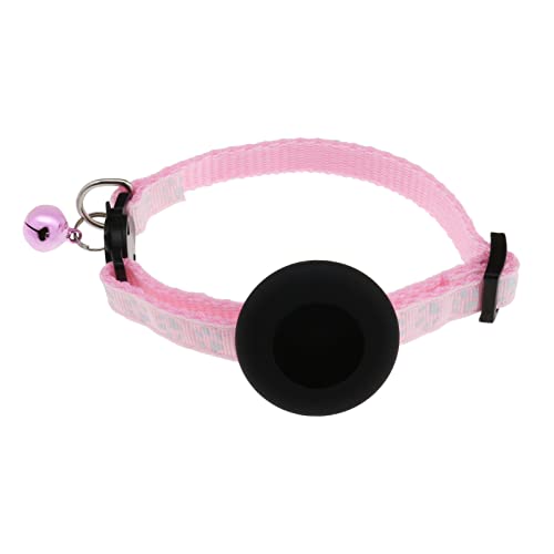 OTOTEC Katzenhalsband mit wasserdichtem Tracker-Halter, kompatibel mit Airtag-GPS-Tracker, Klaue, bedrucktes Halsband mit Sicherheitsschnalle und Glocke, für Katzen, Welpen, kleine Haustiere, Rosa von OTOTEC