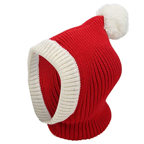 Haustier-Weihnachtsmütze, Hunde-Weihnachtsmütze, Strickmütze, Elastisch, Warm, Wintermütze, Kopfschmuck, Rote Kappe, Weihnachten, Winter, Warm, für Hundegeschenk (L) von OUCRIY