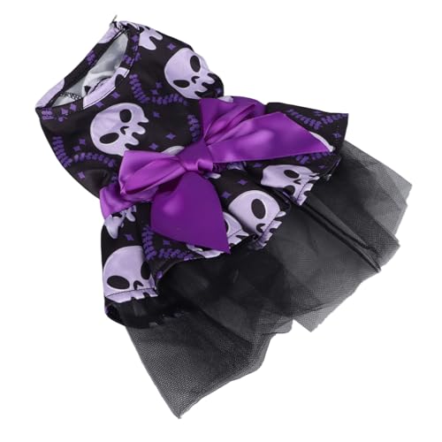 Hunde-Halloween-Kleid mit Totenkopf-Gesicht, Bequemes, Waschbares Haustierkleid aus Polyester für Welpen (Schädel) von OUCRIY