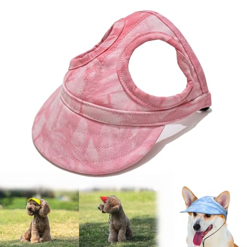 Dog Sun Hat, Hunde Sonnenhut, Verstellbar Sonnenschutz Hut Hundecap, Sommer-Sonnenhaube, Outdoor-Sport-Sonnenhut mit Ohrlöchern, Modische Hunde-Sonnenhut, für Welpen, Mittelgroße Hunde von OUDIOHAI