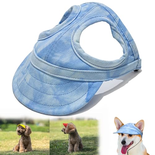 Dog Sun Hat, Hunde Sonnenhut, Verstellbar Sonnenschutz Hut Hundecap, Sommer-Sonnenhaube, Outdoor-Sport-Sonnenhut mit Ohrlöchern, Modische Hunde-Sonnenhut, für Welpen, Mittelgroße Hunde von OUDIOHAI