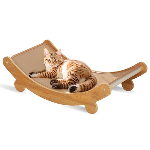 Katzen Kratzbrett,2 in 1 Gewebter Sisal Haltbarer Katzen Kratzmatte,49x32cm Holzstruktur Kitty Kratz Pads Katzenliege,Cat Lounge Chair für alle Katzen zum Spielen,Schlafen,Kratzen von OUGPIU