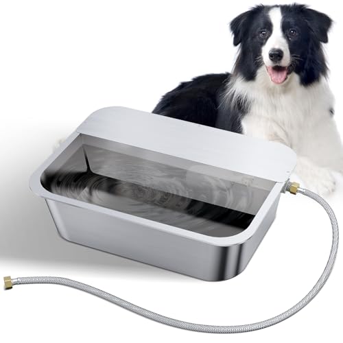 Automatischer Wassernapf für Hunde, für große Rassen, Edelstahl, für den Außenbereich, Größe XL, automatische Befüllung, Hundebewässerung für große Hunde, Katzen, Hühner, Nutztiere (40 x 30 cm) von OUJIMAI