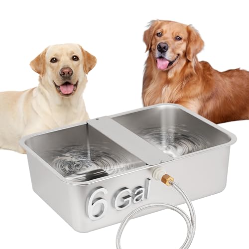 OUJIMAI Automatischer Wassernapf für große Hunde, Edelstahl, XL, 6 Gallonen, automatische Befüllung, für Hunde, Katzen und Nutztiere von OUJIMAI