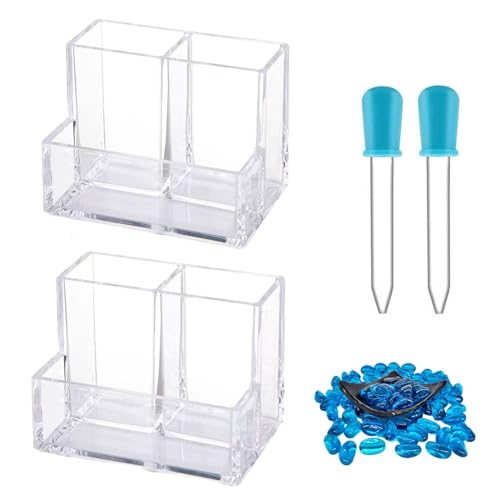 OULIGET Mini-Aquarium-Set aus transparentem Acryl, multifunktionales Schreibtisch-Aquarium-Set oder Stifthalter, Make-up-Pinselhalter, Aquarium-Landschaftsbox mit Werkzeug, 2 Stück von OULIGET