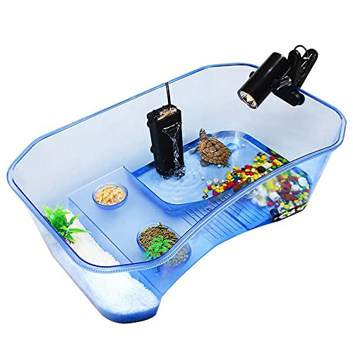 OUMIFA Aquarium 1 Stück Reptil Turtle Vivarium Box Schildkröte Aquarium Tank mit Basking Rampen Schildkröte Wassertank 40 * 23 * 13 cm von OUMIFA