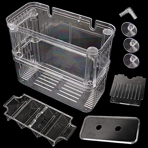 OUMIFA Aquarium Isolation Box Haustier liefert transparent Aquarium-Brüterei Acryl Doppel-Deck-Fischtank Zucht Inkubatorhalter(L) von OUMIFA