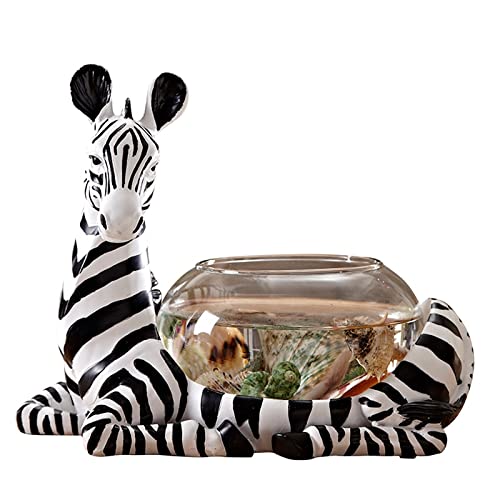 OUMIFA Aquarium Kreative Zebra Mini Fischtank Desktop Dekoration Ornamente Schreibtisch Aquarium Turtle Tank Home Kleine Dekoration Wohnzimmer Handwerk von OUMIFA