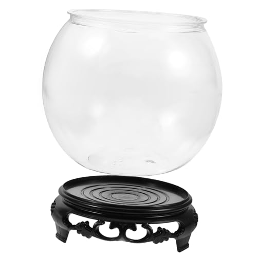 OUNONA 1 Satz transparentes rundes Aquarium Bürodekoration Terrarienkugel aus Glas Kugel glasvase Pflanzendekor Ornament klares Fischbecken Schreibtisch-Aquarium Fee Base von OUNONA