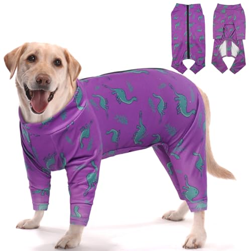 OUOBOB Hunde-Pyjama, großer Hunde-Pyjama, Weihnachtspyjama, dehnbarer Einteiler, Hunde-Overall, Bodysuit, Chirurgie, Genesungsanzug, Anti-Leck- und Angstzustände, beruhigende Hundekleidung, Labrador, von OUOBOB