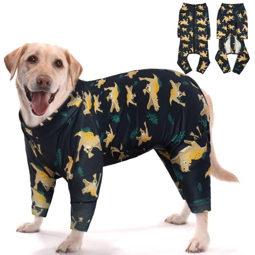 OUOBOB Hunde-Pyjama, großer Hunde-Pyjama, Weihnachtspyjama, dehnbarer Einteiler, Hunde-Overall, Bodysuit, Chirurgie, Genesungsanzug, Anti-Leck- und Angstzustände, beruhigende Hundekleidung, Labrador, von OUOBOB