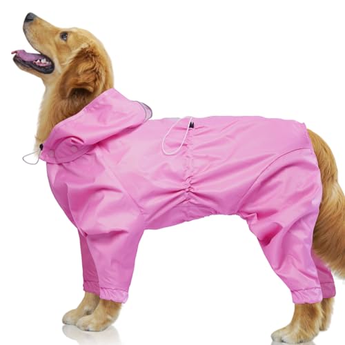 OUOBOB Hunde-Regenmantel, Hunde-Regenmäntel für große Hunde, Hunderegenjacke mit transparenter Kapuze, wasserdichter Hundeponcho, schneefest, Hundeweste, Regenbekleidung, Bekleidung mit Loch für die von OUOBOB