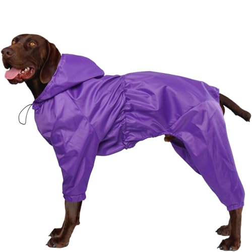 OUOBOB Hunde-Regenmantel, Hunde-Regenmäntel für große Hunde, Hunderegenjacke mit transparenter Kapuze, wasserdichter Hundeponcho, schneefest, Hundeweste, Regenbekleidung, Bekleidung mit Loch für die von OUOBOB