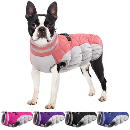 OUOBOB Hundejacken für mittelgroße Hunde, warmer Hunde-Wintermantel, Reißverschluss hinten, wasserdichte Hundejacke mit D-Ring, Hundemantel für kaltes Wetter mit Fleece gefüttert, Hunde-Schneeanzug, von OUOBOB