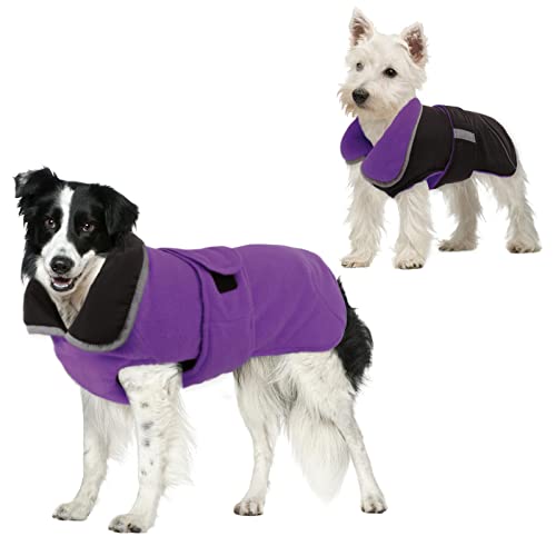 OUOBOB Hunde-Wintermantel, wendbar, für kaltes Wetter, reflektierende Haustier-Kleidung, warmes weiches Fleece, verdickte Weste, Outfit, Outdoor-Bekleidung für kleine, mittelgroße und große Hunde von OUOBOB