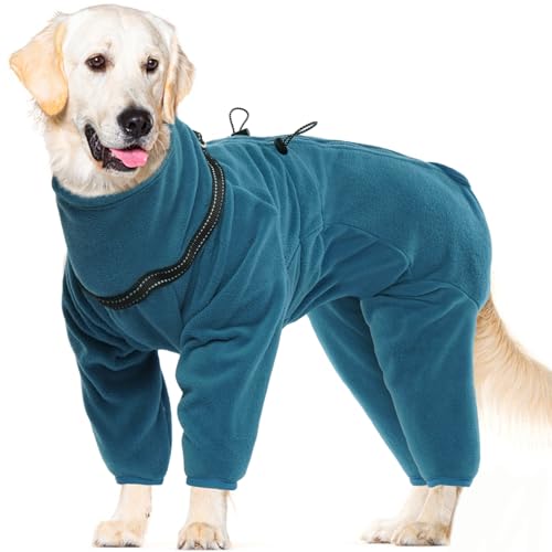 OUOBOB Hundemantel, warme Hundemäntel, Polar Fleece Hundejacke, Winter Kaltwetterweste, Pullover Fleece Pyjamas Overall Onesie, Hund Pullover mit Geschirr Eingebaut für kleine mittlere große Hunde von OUOBOB