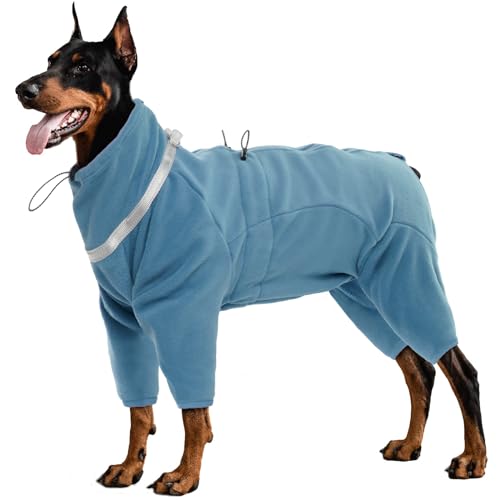 OUOBOB Hundemantel, warme Hundemäntel, Polar Fleece Hundejacke, Winter Kaltwetterweste, Pullover Fleece Pyjamas Overall Onesie, Hund Pullover mit Geschirr Eingebaut für kleine mittlere große Hunde von OUOBOB