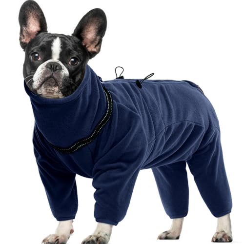 OUOBOB Hundemantel, warme Hundemäntel, Polar Fleece Hundejacke, Winter Kaltwetterweste, Pullover Fleece Pyjamas Overall Onesie, Hund Pullover mit Geschirr Eingebaut für kleine mittlere große Hunde von OUOBOB