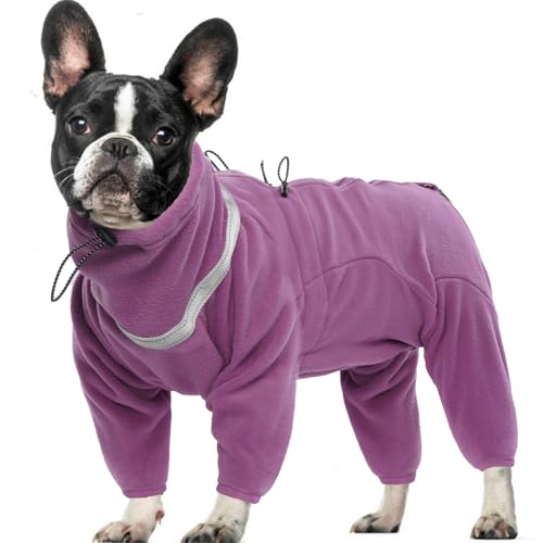 OUOBOB Hundemantel, warme Hundemäntel, Polar Fleece Hundejacke, Winter Kaltwetterweste, Pullover Fleece Pyjamas Overall Onesie, Hund Pullover mit Geschirr Eingebaut für kleine mittlere große Hunde von OUOBOB