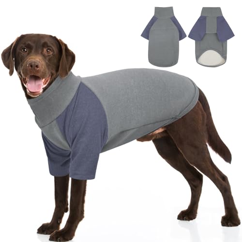 OUOBOB Hundemantel mit Rollkragen, dehnbar, weicher Hundemantel für kaltes Wetter, Fleece-Hundebekleidung für große Hunde, Rollkragen-Strick-Sweatshirt, leichte Kleidung, Jumpsuit, Dogge, XXXXL von OUOBOB