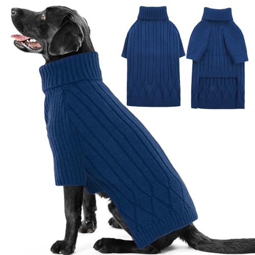 OUOBOB XXL Hundepullover für extra große Hunde, warmer Winterpullover für Hunde, Mädchen, Jungen, Rollkragenpullover, Weihnachtspullover, Haustier-Sweatshirt, Kleidung, Outfit, gestrickt, Labrador von OUOBOB