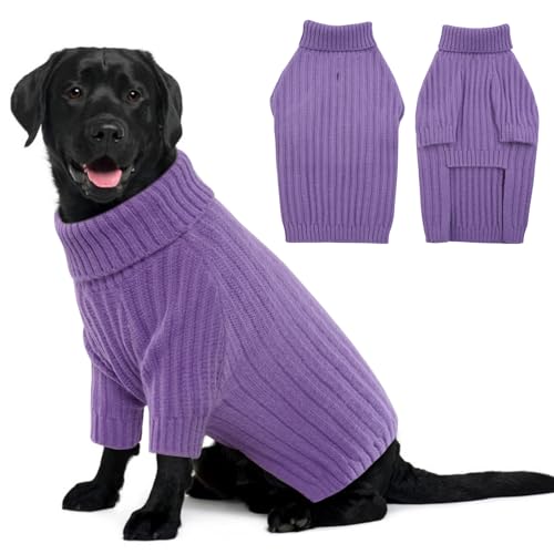 OUOBOB Hundepullover, Größe XL, Weihnachtspullover für große Rassen, Rollkragenpullover, Strickwaren für Jungen und Mädchen, klassischer Zopfstrick-Hundepullover, Dogge, Dobermann (Grün, Größe 4XL) von OUOBOB