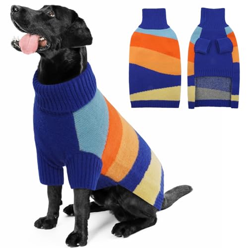 OUOBOB Hundepullover für Hunde, Größe XL, Rollkragenpullover, Weihnachtspullover, warmer Hundepullover für große Hunde, Haustier-Sweatshirt, Outfit, Strickwaren für Labrador, Golden Retriever, Größe von OUOBOB